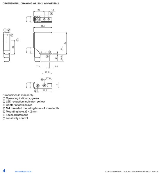 WL12L-2B530 фотоэлектрический датчик SICK 2